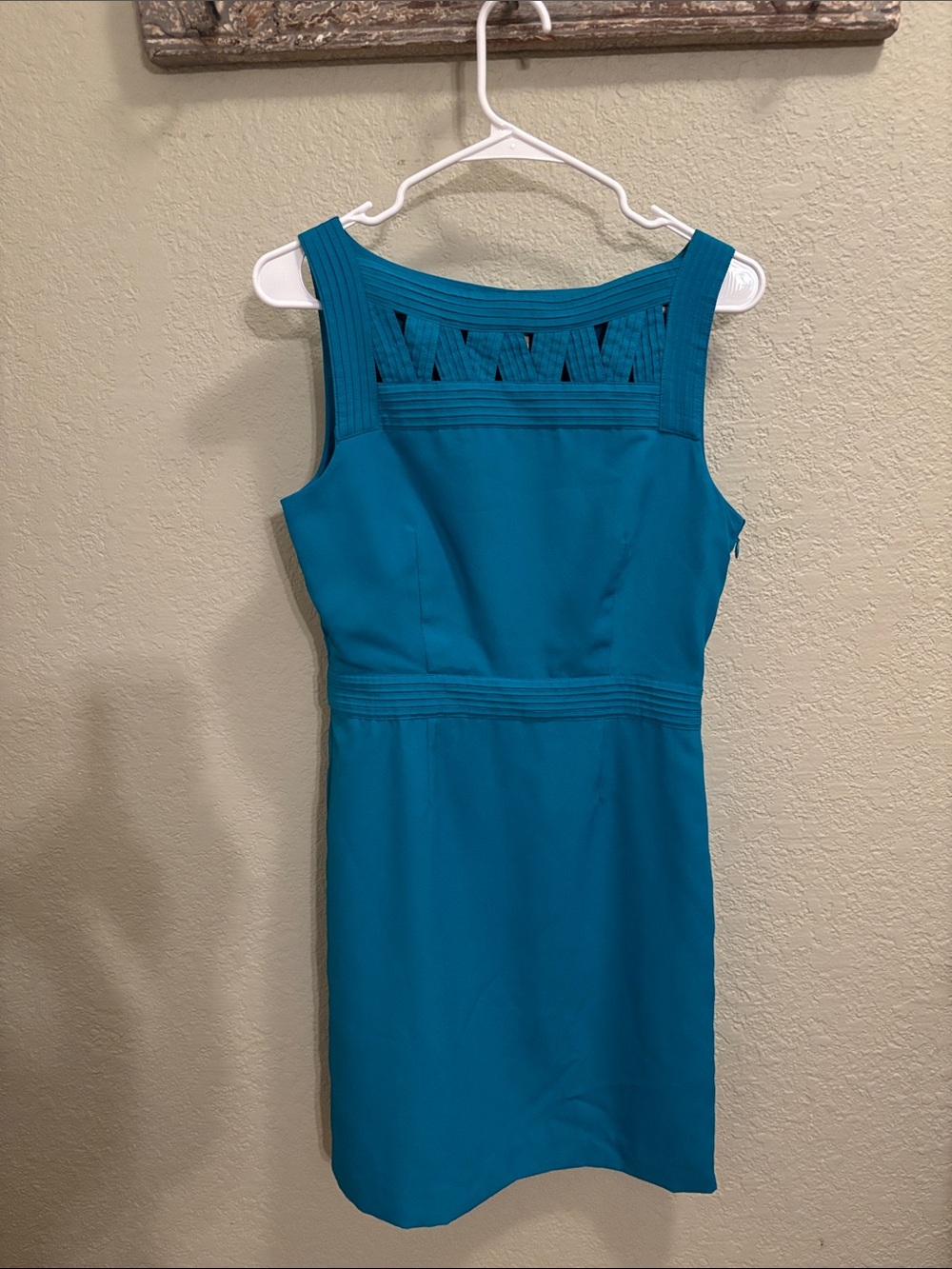 Banana Republic Teal Sleeveless Sheath Dress with Pintuck Yoke